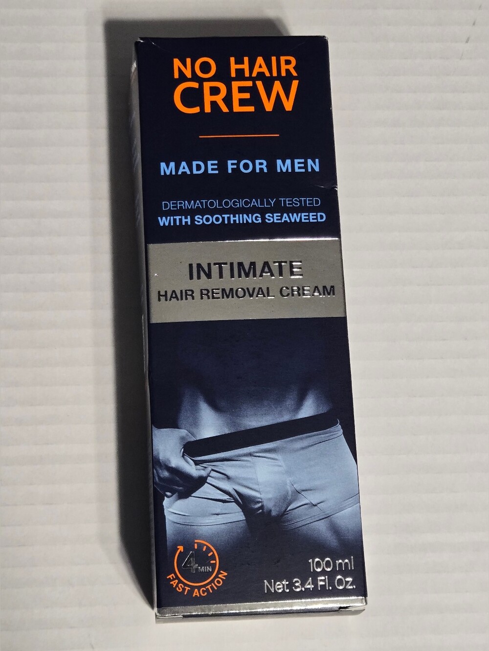 No Hair Crew Intimate Hair Removal Cream for Men 100ml 3.4 oz Fast Acting Sealed
